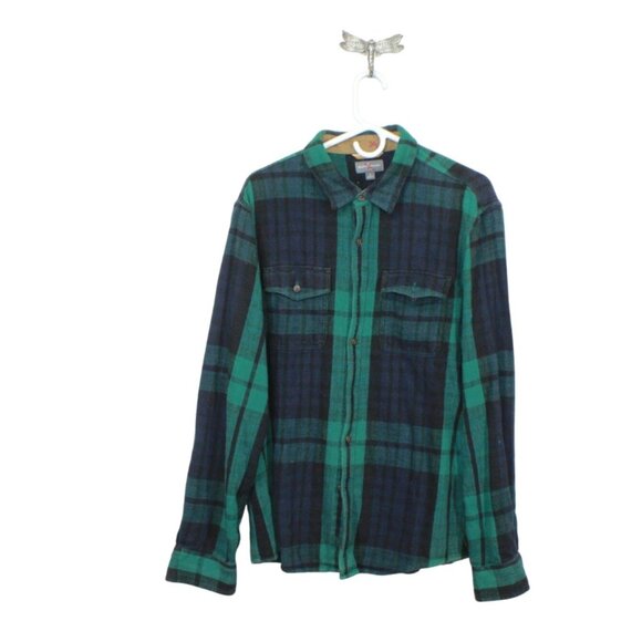LL Bean Signature Heritage Textured Flannel Shirt Admiral Navy Size L - Picture 1 of 12